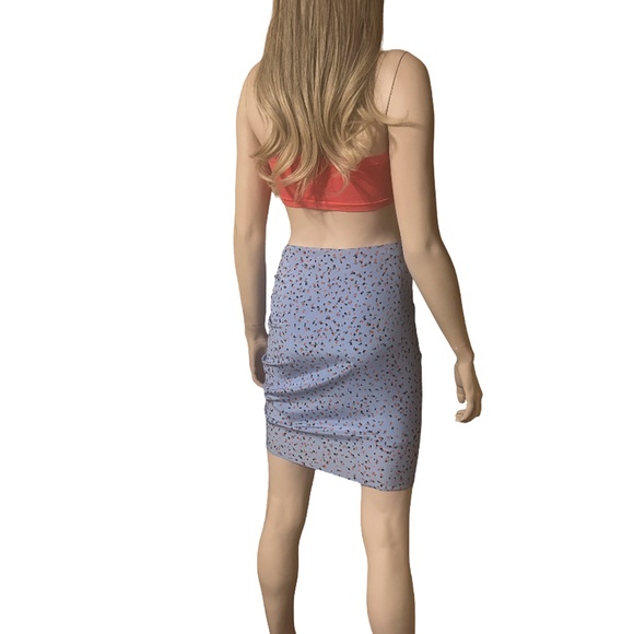 Veronica Beard Spencer Ruffled Skirt Floral Print Sky Blue Multi Mini Length - Picture 7 of 15